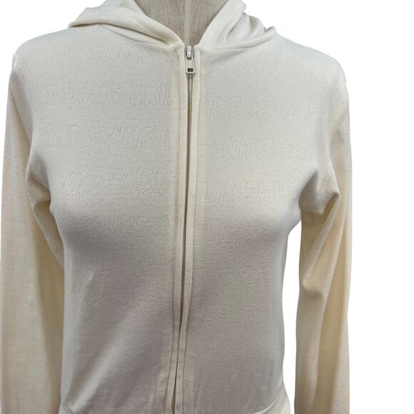 Skims Logo Pointelle Zip Up Hoodie Ivory Cream Size Small - Picture 6 of 14